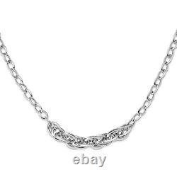 Sterling Silver Rhodium-plated Fancy Link Necklace 18 Made In Italy