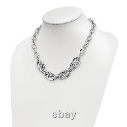 Sterling Silver Rhodium-plated Fancy Link Necklace 18 Made In Italy