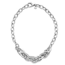 Sterling Silver Rhodium-plated Fancy Link Necklace 18 Made In Italy