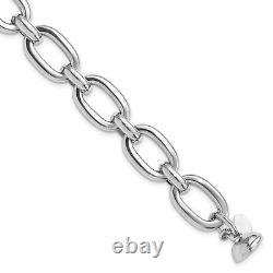 Sterling Silver Rhodium-plated Polished Fancy Link Bracelet 8 Made In Italy