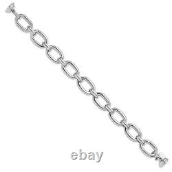 Sterling Silver Rhodium-plated Polished Fancy Link Bracelet 8 Made In Italy