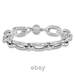 Sterling Silver Rhodium-plated Polished Fancy Link Bracelet 8 Made In Italy