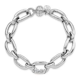 Sterling Silver Rhodium-plated Polished Fancy Link Bracelet 8 Made In Italy