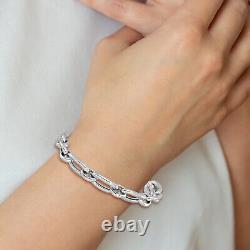 Sterling Silver Rhodium-plated Polished Fancy Link Bracelet 8 Made In Italy