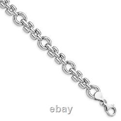 Sterling Silver Rhodium-plated Polished Link Bracelet 7.5 Made In Italy