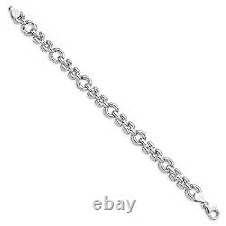 Sterling Silver Rhodium-plated Polished Link Bracelet 7.5 Made In Italy