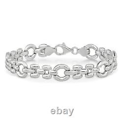 Sterling Silver Rhodium-plated Polished Link Bracelet 7.5 Made In Italy