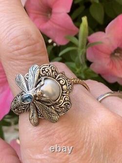 Sterling Silver Ring DRAGONFLY PEARL Ring Made in Israel Size 9