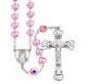 Sterling Silver Rosary Hand Made with Cut Glass 8mm Pink Heart Shape Beads