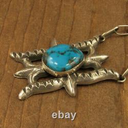 Sterling Silver Sand Cast Pendant with Turquoise Stone on Hand Made Chain Neckla