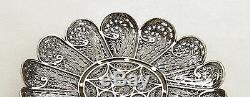 Sterling Silver Serving Plate Filigree Artisan, Yemenite Art, Made in Israel