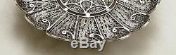 Sterling Silver Serving Plate Filigree Artisan, Yemenite Art, Made in Israel