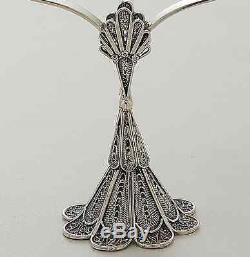 Sterling Silver Shabbat Candlesticks Yemenite Filigree art made In Israel