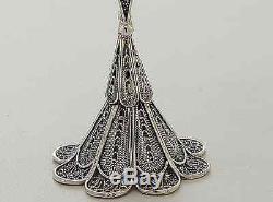 Sterling Silver Shabbat Candlesticks Yemenite Filigree art made In Israel