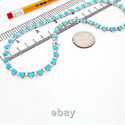 Sterling Silver Simulated Diamond Turquoise Gradual Wider Tennis Necklace16-18