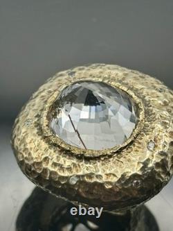 Sterling Silver Size 8 Ring With Rutilated Quartz, Sapphire. Hand Made In USA