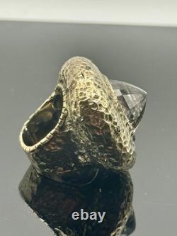 Sterling Silver Size 8 Ring With Rutilated Quartz, Sapphire. Hand Made In USA