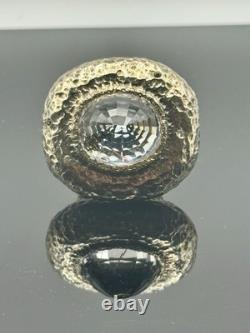 Sterling Silver Size 8 Ring With Rutilated Quartz, Sapphire. Hand Made In USA