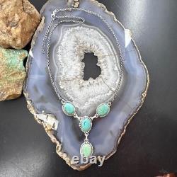 Sterling Silver Southwestern Style 4 Oval Turquoise Lariat Necklace For Women
