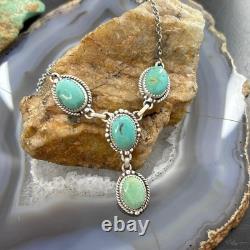 Sterling Silver Southwestern Style 4 Oval Turquoise Lariat Necklace For Women