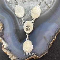 Sterling Silver Southwestern Style 4 Oval Turquoise Lariat Necklace For Women