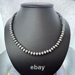 Sterling Silver Southwestern Style 6 mm Navajo Pearl Beads 18-20 Necklace
