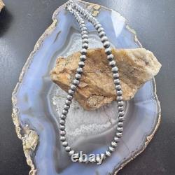 Sterling Silver Southwestern Style 6 mm Navajo Pearl Beads 18-20 Necklace