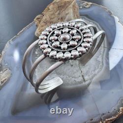 Sterling Silver Southwestern Style Flower Cluster Split Shank Bracelet For Women