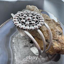 Sterling Silver Southwestern Style Flower Cluster Split Shank Bracelet For Women Sterling Silver Southwestern Style Flower Cluster Split Shank Bracelet For Women
