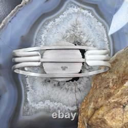 Sterling Silver Southwestern Style Flower Cluster Split Shank Bracelet For Women
