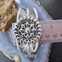 Sterling Silver Southwestern Style Flower Cluster Split Shank Bracelet For Women