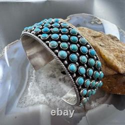 Sterling Silver Southwestern Style Multi Turquoise &Raindrops Bracelet For Women