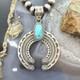 Sterling Silver Southwestern Style Oval Turquoise Decorated Unisex Naja Pendant