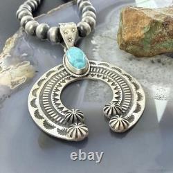 Sterling Silver Southwestern Style Oval Turquoise Decorated Unisex Naja Pendant