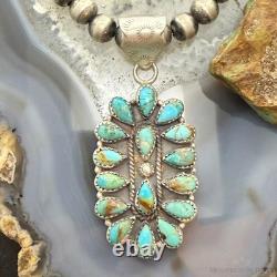 Sterling Silver Southwestern Style Turquoise Decorated Cluster Pendant For Women