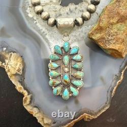 Sterling Silver Southwestern Style Turquoise Decorated Cluster Pendant For Women