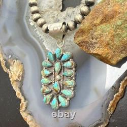 Sterling Silver Southwestern Style Turquoise Decorated Cluster Pendant For Women