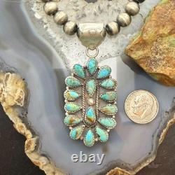 Sterling Silver Southwestern Style Turquoise Decorated Cluster Pendant For Women