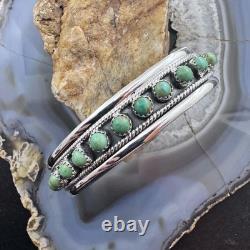 Sterling Silver Southwestern Style Turquoise Single Row Bracelet For Women