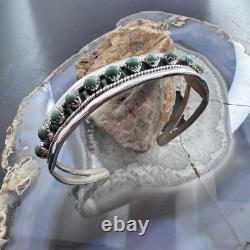 Sterling Silver Southwestern Style Turquoise Single Row Bracelet For Women
