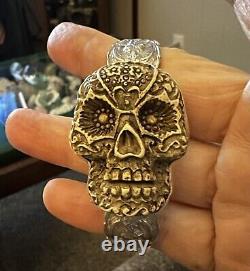 Sterling Silver Spoon bracelet Sugar Resin Skull Artisan Made