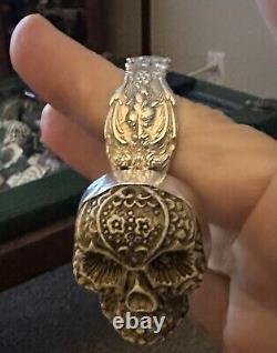 Sterling Silver Spoon bracelet Sugar Resin Skull Artisan Made