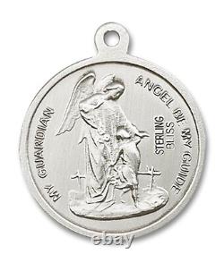 Sterling Silver St Saint Michael Archangel Medal Pendant Necklace Made in USA