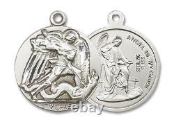 Sterling Silver St Saint Michael Archangel Medal Pendant Necklace Made in USA
