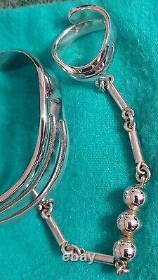 Sterling Silver TH-53 Slave Bracelet & Ring Made In Mexico Heavy A+ Quality. NEW