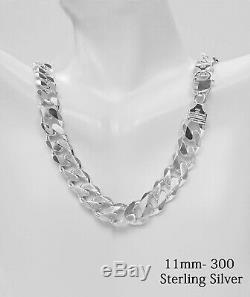 Sterling Silver THICK SOLID CURB LINK Necklace or Bracelet, 925 Italy made