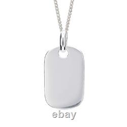 Sterling Silver Tag Pendant 925 Hallmarked British Made All Chain Lengths