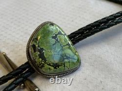 Sterling Silver Turquoise Bolo Tie 34.5 Fine Jewelry Made in Santa Fe READ Sterling Silver Turquoise Bolo Tie 34.5 Fine Jewelry Made in Santa Fe READ