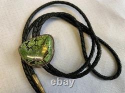 Sterling Silver Turquoise Bolo Tie 34.5 Fine Jewelry Made in Santa Fe READ Sterling Silver Turquoise Bolo Tie 34.5 Fine Jewelry Made in Santa Fe READ