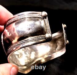 Sterling Silver Turquoise Cuff Bracelet Hand Made Large Stone SPECTACULAR